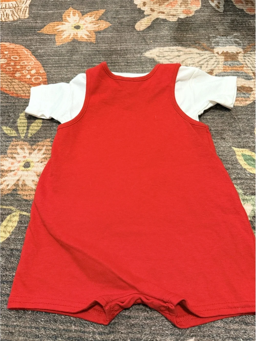 Vintage Carters Red Layered Monkey Romper Baby 3-6 Months